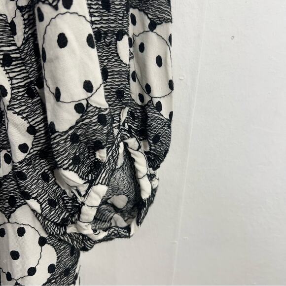 ANTHROPOLOGIE by Jane Black White Textured Floral Babydoll Dress Size 16 - Picture 8 of 16